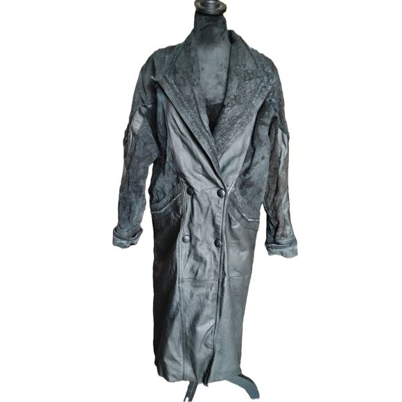 Vintage Wilson's Leather Women's Size PS Black Leather Trench Coat - Picture 1 of 8